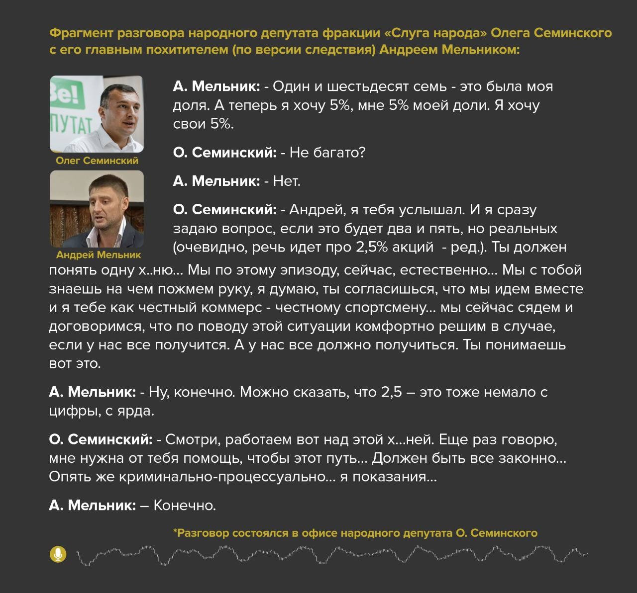 Дело Семинского: нардеп просил подозреваемого в его похищении Мельника дать необходимые показания